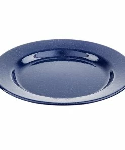 Tablecraft 10164 Enamelware 10 1/4" Round Blue Plate With Speckles