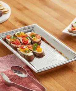 American Metalcraft HMRT712 12 3/8" X 7 3/8" Rectangle Hammered Stainless Steel Tray