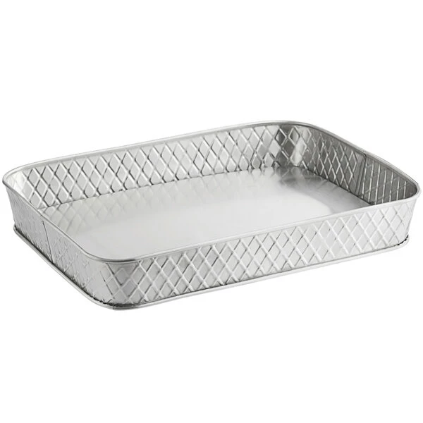Tablecraft 10039 Lattice 12" X 9" Rectangular Stainless Steel Platter - Image 2