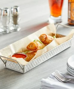 Tablecraft 10488 Lattice 14 1/2" X 4 1/4" Rectangular Stainless Steel Tray