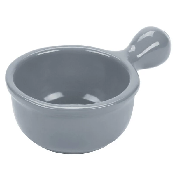 Tablecraft Professional Bakeware Tablecraft CW3370GY 8 Oz. Gray Cast Aluminum Soup Bowl With Handle - Image 2