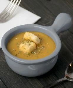 Tablecraft Professional Bakeware Tablecraft CW3370GY 8 Oz. Gray Cast Aluminum Soup Bowl With Handle