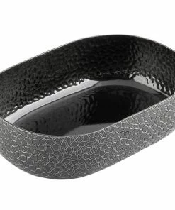 Tablecraft 10702 Crackle 64 Oz. Oval Black Aluminum Serving Bowl