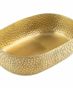 Tablecraft 10704 Crackle 64 Oz. Oval Gold Aluminum Serving Bowl