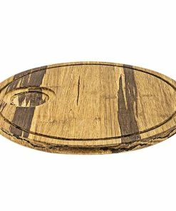 Front Of The House SPT054MUB21 12" Round Reversible Crushed Bamboo Serving Board With Hand Grips - 4/Case