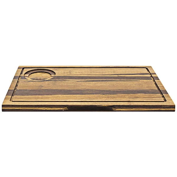 Front Of The House SPT052MUB21 14" X 9" Reversible Crushed Bamboo Serving Board With Hand Grips - 4/Case