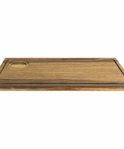 Front Of The House SPT053MUB21 17" X 8" Reversible Crushed Bamboo Serving Board With Hand Grips - 4/Case