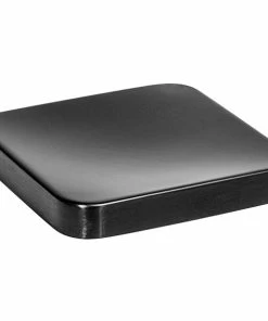 Front Of The House 4" Matte Black Brushed Stainless Steel Square Plate - 12/Case