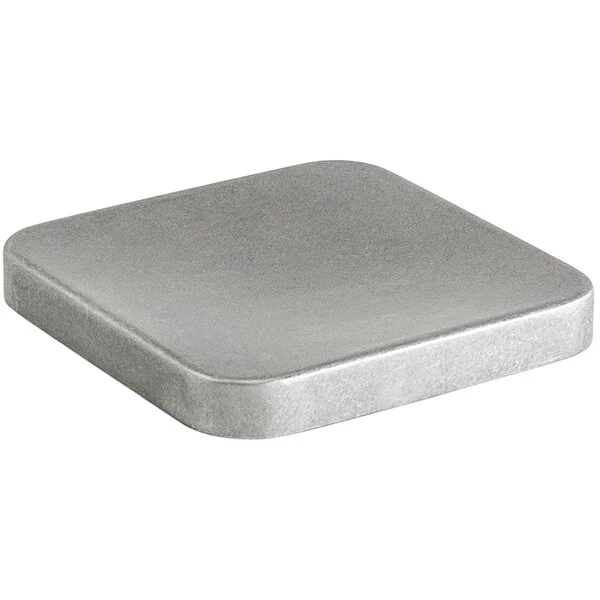Front Of The House 4" Antique Brushed Stainless Steel Square Plate - 12/Case