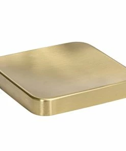 Front Of The House 4" Matte Brass Brushed Stainless Steel Square Plate - 12/Case