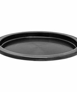 Front Of The House 14" Round Matte Black Finish Brushed Stainless Steel Tray - 4/Case