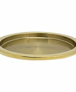 Front Of The House 14" Round Matte Brass Finish Brushed Stainless Steel Tray - 4/Case