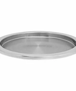 Front Of The House 14" Round Silver Finish Brushed Stainless Steel Tray - 4/Case