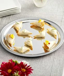 American Metalcraft Royal Touch 12" Round Embossed Stainless Steel Serving Tray