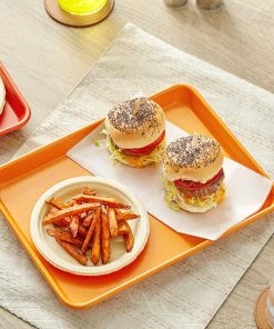 Baker's Mark Quarter Size 18 Gauge Non-Stick 9 1/2" X 13" Orange Wire In Rim Aluminum Bun / Sheet Pan / Tray