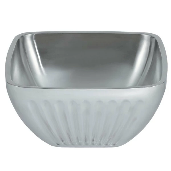 Vollrath 47683 Fluted Double Wall Square 5.2 Qt. Serving Bowl