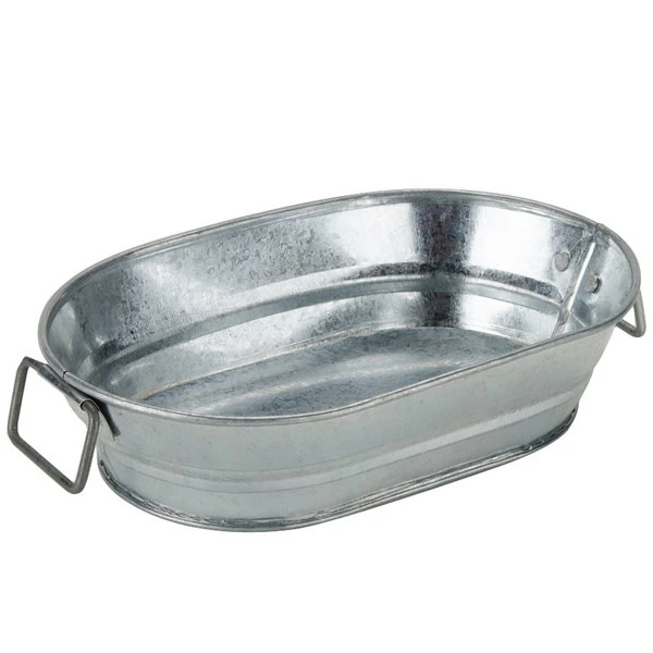 American Metalcraft MTUB69 8 3/4" X 5 1/2" X 2 1/2" Oval Galvanized Metal Tub - Image 2