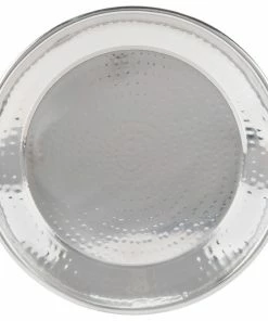 American Metalcraft HMRST1301 13 1/2" Round Hammered Stainless Steel Tray
