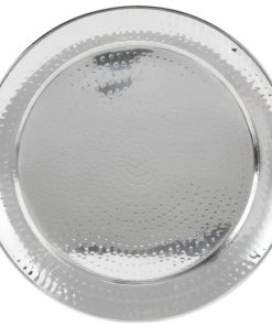 American Metalcraft HMRST1801 18 1/2" Round Hammered Stainless Steel Tray