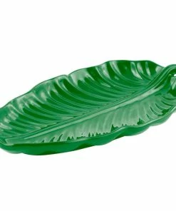 Bon Chef 9800 10" X 5" Calypso Green Sandstone Finish Cast Aluminum Leaf Platter