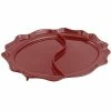 Bon Chef 2030D Queen Anne 18 3/4" X 24" Terra Cotta Sandstone Finish Cast Aluminum Divided Oval Platter