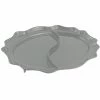 Bon Chef 2030D Queen Anne 18 3/4" X 24" Platinum Gray Sandstone Finish Cast Aluminum Divided Oval Platter