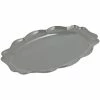 Bon Chef 2027 Queen Anne 12 1/2" X 16" Platinum Gray Sandstone Finish Cast Aluminum Oval Platter