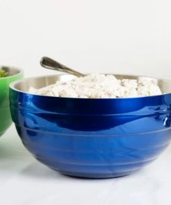 Vollrath 4656925 Double Wall Round Beehive 10 Qt. Serving Bowl - Cobalt Blue