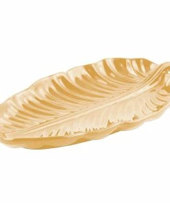 Bon Chef 9802 19 1/2" X 11" Ginger Sandstone Finish Cast Aluminum Leaf Platter