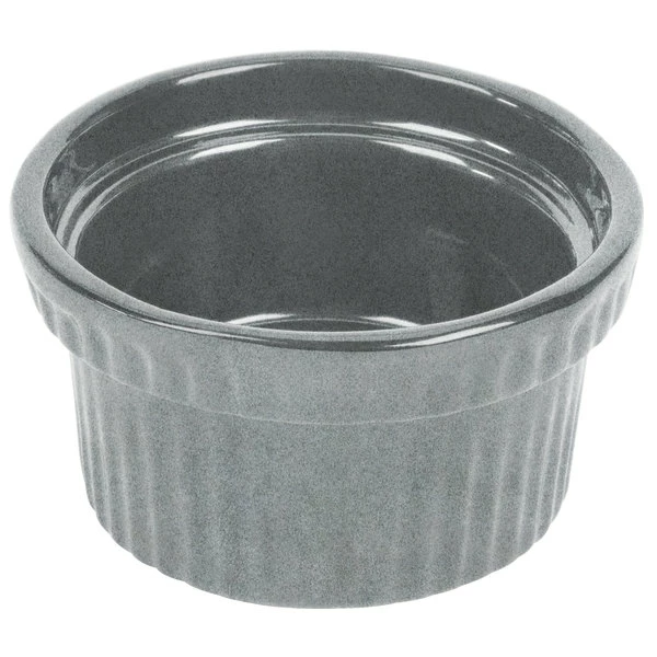 Tablecraft Professional Bakeware Tablecraft CW1610GR 10.5 Oz. Granite Cast Aluminum Souffle Bowl With Ridges - Image 2