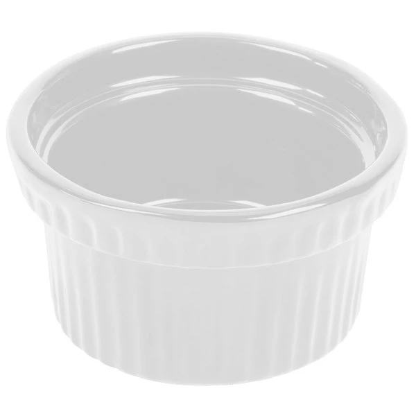 Tablecraft Professional Bakeware Tablecraft CW1610W 10.5 Oz. White Cast Aluminum Souffle Bowl With Ridges - Image 2