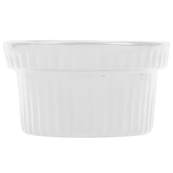 Tablecraft Professional Bakeware Tablecraft CW1610W 10.5 Oz. White Cast Aluminum Souffle Bowl With Ridges - Image 3