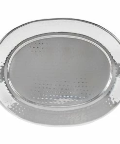 American Metalcraft HMOST1520 20" Oval Hammered Stainless Steel Tray