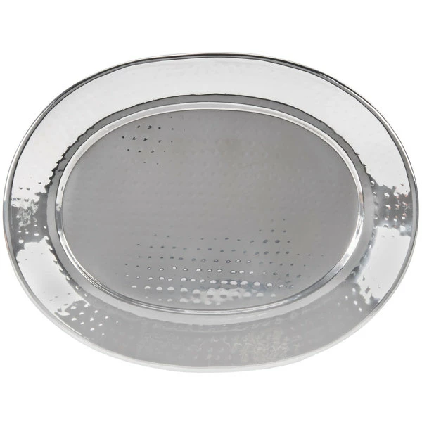 American Metalcraft HMOST1520 20" Oval Hammered Stainless Steel Tray