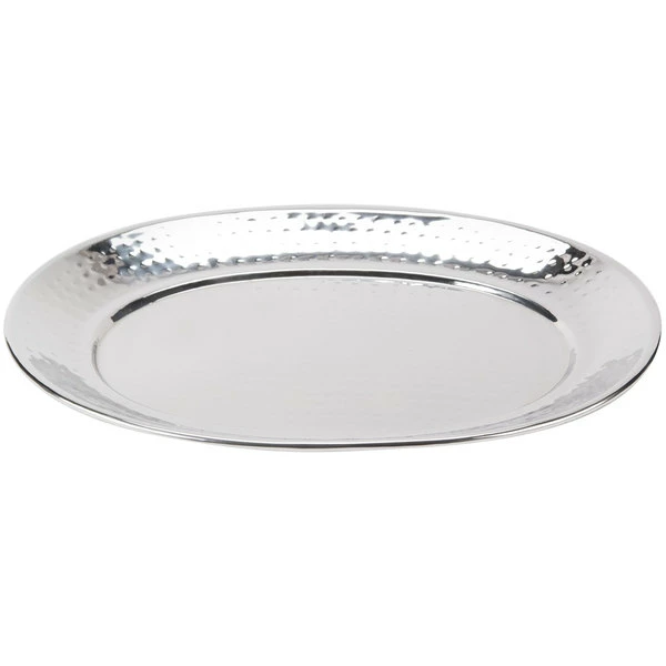 American Metalcraft HMOST1520 20" Oval Hammered Stainless Steel Tray - Image 2