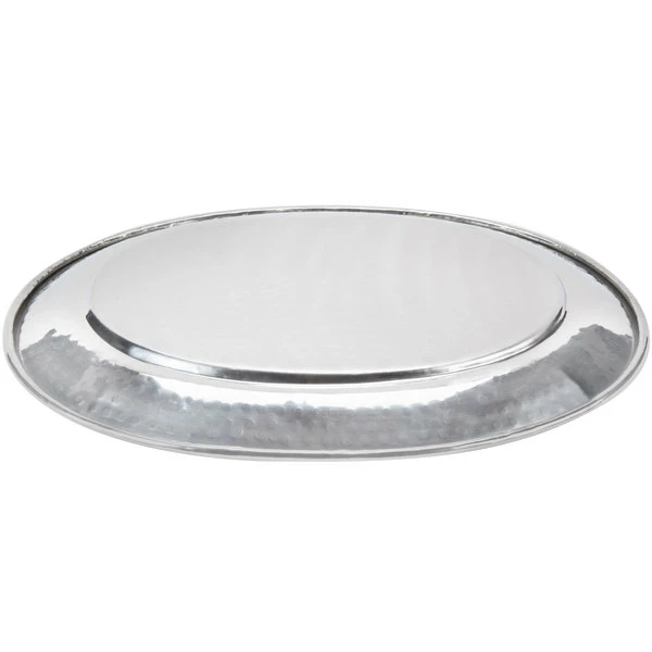 American Metalcraft HMOST1520 20" Oval Hammered Stainless Steel Tray - Image 4