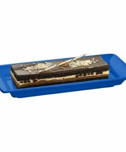 Tablecraft Professional Bakeware Tablecraft CW2100CBL Blue 18" X 9" Cast Aluminum Small Rectangle Platter