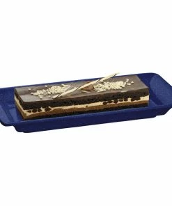 Tablecraft Professional Bakeware Tablecraft CW2100BS Blue Speckle 18" X 9" Cast Aluminum Small Rectangle Platter