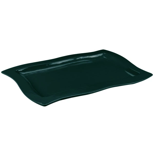 Tablecraft Professional Bakeware Tablecraft CW3660HGNS Hunter Green With White Speckle 13" X 20" Cast Aluminum Euro Rectangular Platter - Image 4