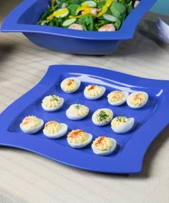 Tablecraft Professional Bakeware Tablecraft CW3650BS 13" Square Blue Speckle Cast Aluminum Euro Platter