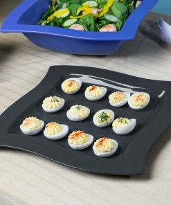 Tablecraft Professional Bakeware Tablecraft CW3650MBS 13" Square Midnight With Blue Speckle Cast Aluminum Euro Platter