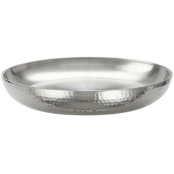 American Metalcraft DWHSEA12 68 Oz. Stainless Steel Double Wall Seafood Tray With Hammered Finish - 12" - Image 2